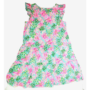 Girls Lilly Pulitzer Tiered Dress Ruffle Sleeve XL‎ 12 14 Turtles Geanna NWOT